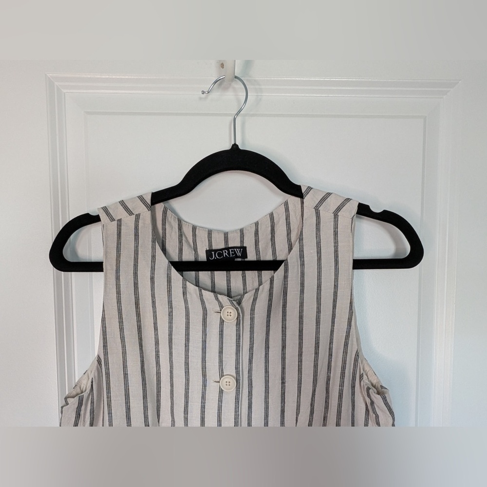 J. Crew Women’s Crewneck Vest Striped Linen Beige Size 6 - Picture 4 of 9